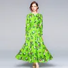 Frauen Gedruckt Langes Kleid 2021 Herbst Floral Maxi Kleid High-end-Temperament Dame Kleider Party Runway Kleid