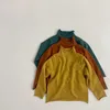 Milancel 2021 Herfst Kids Nieuwe Kleding Pullover Lange Mouw Hoog-Neck Solid Breien Stretch Base Sweater Y1024