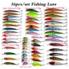 56 sztuk / partia Przywiertak Kit Mieszany, w tym Minnow Crankbait z haczykami do Salwater Freshwater Trout Bass Losmon