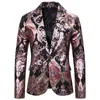 Herrdräkter Blazers Barock Mens Luxury Sequin Jackets Stage Costumes For Singers Court Royal Blue Print Party Dress Club279Z