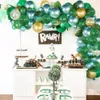 Dżungla Wild Birthday Party Decoration Latex Green Balloon Golden Metallic Confetti Balony Garland Arch Do Wedding Kids Baby Shower