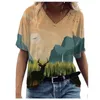 3D Landscape Printing Women T Shirts Short Sleeve Loose Casual ops Oversized Ladies ee Plus Size 3XL Summer Shirt 210526