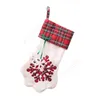 Paw Christmas Stocking Nieuwe Jaar Plaid Gift Bag Xmas Kousen Kerstboom Opknoping Ornamenten Decoraties Party Decor Navidad Daj58