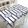 航海ネイビーブルーアンカーホイールロープ灯台誕生日パーティーテーブル装飾海上布カバー正方形布210626