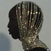 Klipsy do włosów Barrettes przesadzone Rhinestone Długie Tassel Opaska pokrywa Pełne Łańcuchy Headpiece Dla Kobiet Luksusowe Kryształ Bib Słuchawki J