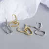 925 Sterling Silver Geometryczne Owalne Hoop Kolczyki dla kobiet Proste styl Metalowy Zdejmowany Kolczyk Dla Kobiet S-E1412