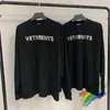 Bling Vetements 긴 소매 티셔츠 남성 여성 1 : 1 고품질 심장 불꽃 플래시 드릴링 Vetements T 셔츠 수 놓은 VTM Top G1229
