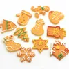 50/100pcs Christmas Arrival Flat Back Resin Cookie Snowman Gingerman House Boot Tree Shapes Kawaii Charms for DIY