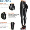 Hög midja faux läder leggings kvinnor non see-through tjocka pus höft push up slim byxor fitness trosor rumpa lyftare 211204