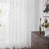 White Lace Mesh Tulle Window Screen Curtain for Bedroom Plaid Pattern Sheer in Living Room Drapes All-match Yarn 210712