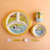 Kinderkom Set Bamboe Fiber Servies Huishoudelijke Baby Cartoon Partitie Plaat Maternale en Kindwinkel Vroege Onderwijs Kleuterschool Gift