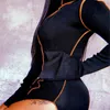 Casual Dresses VS&LLWQ 2021 Women Fall Black Ribbed Sexy Bodycon Dress Long Sleeve Slit Mini For Club Night Wear