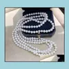 Beaded Necklaces & Pendants Jewelry 8-9Mm White Natural Pearl Necklace 100Inch Womens Gift Drop Delivery 2021 3Dv2Y