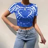 Rosa Dolce Cuore Stampato Y2k Femme T-Shirt da Donna Abbigliamento Estate Tie Dye Crop Top Harajuku Manica Corta Tee Shirt Paisle 210415