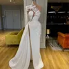 Um ombro laço sereia vestidos de casamento apliques manga comprida vestidos de noiva elegante vestido de noiva robes de mariée