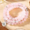 Cadeia de link MG1345 NATURAL GRAY MADAGASAR ROSE quartzo 108 Mala Bracelet Lotus Charm Yoga Wrap Gifts para seu INTE22