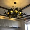 シャンデリア教会のキャンドルantlerランプ4/6/8/10/15 Lights Chandelier Vintage Retro Black Lampshadeぶら下げレストランの装飾