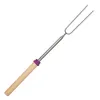 Rostfritt stål Barbecue Fork BBQ verktyg Stretch Rostning Spit U-form 8 Colors trähandtag hotdog Forks Utomhus 2 35cc Y2