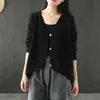 Johnature Casual Retro V-neck Single Breasted Long Sleeve Cardigan Knitted Sweater Autumn Simple Fashion Women Knitwear 210521