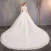 メインウェディングドレスドレス2022新しい花嫁レースミッドリーブビッグテールヘップバーン
