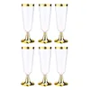 Disposable Dinnerware 150ml Plastic Red Wine Champagne Glasses Clear Cups Edge Piping Flutes Quality For Wedding Party Guest Drinking 6pc