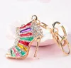Crystal High Heeled Rhinestone Key Chains Purse Pendant Bags Cars Shoe Ring Holder Chain Mix Colors Keyrings For Gifts 5 colors