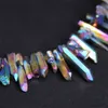15.5 "Strand Titanium Rainbow Surowy kwarcowy Top Wiercony punkt Luźne Koraliki, Naturalne Kryształowe Wisiorki DIY Biżuteria Dokonywanie
