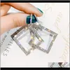 Charm Jewelry Drop Delivery 2021 925 Sier Needle Euramerican Hyperbole Set Diamond Square Fashion Female Korea Long Style Personality Earring