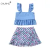 Enfant en bas âge enfants bébé filles maillot de bain bleu maillot de bain maillot de bain haut et jupe de bain été enfants 210508