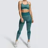 Yoga Outfit Sets Seamless Leggings Blue Sportswear Sport Suit Pant Sports Bras For Women 2 Piece Gym Set Workout Clothes