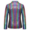 Hommes élégant Stage Blazer Blazer Jacket Gold Argent Rainbow Plaid Plafin Blazer Mâle Disco Festival Carnaval Partie Costumes 210522