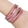 Tennis Fashion Wide Wrap Leather Bracelets Gold Color Alloy Charms Bracelet Bangle For Women Magnetic Clasp Pulseras Jewelry