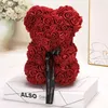 25cm Teddy Bear Artificial Rose Flower Bear Send Girlfriend Birthday Box Valentines Day Gift Christmas mother's 210624