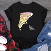 T-shirt femme LOVE PIZZA Print Femme Tshirt Summer Casual Femme T-shirt graphique à manches courtes