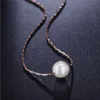 Conjunto de pendientes y collar de joyería de Color oro rosa con perlas de imitación estilo Simple para mujer ZYS358