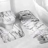 Impression de marbre Rideau de salle de bain Douche avec crochet Rideaux imperméables Ensemble Tapis antidérapants Couvercle de toilette Couverture Tapis de bain Décor à la maison 211109