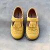 정품 가죽 어린이 캐주얼 신발 패션 술 공주 신발 미끄럼 방지 통기성 아기 소녀 신발 210329