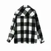 Kvinnor Svart Plaid Jacka Vinterrock Casual Långärmad Tjocka lager Kvinnor Oversized Ladies Koreanska Outwear 210521