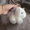 Unicorn Design Real Rex Rabbit Fur Keychain Fashion Pink Blue Bag y Söta nyckelringar Ryggsäck Hantverk Handväska Keyrings1479908