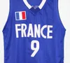 Tony Parker #9 Team Frankrijk heren basketbalshirt groen Elke maat Throwback jerseys Gestikt borduurwerk Retro