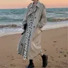 AELEGANTMISビンテージ韓国のファッション女性長いトレンチコートサッシ春秋のレトロカジュアルソフトメスカーキウインドブレーカーベルト210607