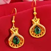 Rubis/émeraude créatif sac porte-bonheur longues boucles d'oreilles incrustées de Zircon 18k or jaune rempli femmes cadeau