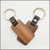 Keychains Fashion Aessory Fahmi Jewelry 2021 Personlig läder Keychain Pendant Beech Wood Carving Lage Decoration Key Ring Diy Fagiftg