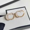 Mode lettre perle boucles d'oreilles Stud pour dame femmes fête mariage amoureux cadeau fiançailles bijoux fors mariée