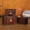 Storage Boxes & Bins Big Vintage Metal Wood Box With Lock Suitcase Jewelry For Gift Craft Organizer Desket Decorations Packaging