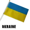 NY! 20 * 30cm Ukraina Handheld Mini Flagga med vit pole Levande färg och blekbeständig land banner National Bunting Flaggor Durable Polyester