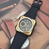 Высококлассные винтажные скелетные хронограф Quartz Sport Mens Mens Watch Bronze Heritage Aviation Aviation Камуфляжные кожа наручные часы Модные товары в Европе и Америке