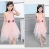 Princess Dress For Teen Girls Party Kids Dress Flowers Girls Dress Summer Costume For Girl 6 8 12 Years Pink Children's Clothing Q0716