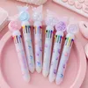 Ballpoint Pense 2 шт. Многоцветные пишущие ручки школьные офисы Kawaii Butterfly Sequins 10 цветов подачи цвета случайный