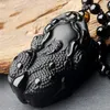 Obsidienne noire Pixiu Jade pendentif perles collier sculpté à la main mode chinoise charme bijoux accessoires amulette pour hommes femmes cadeau